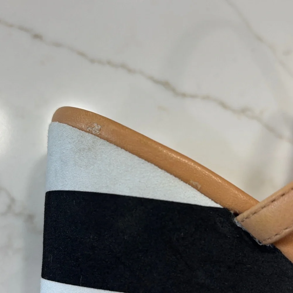 kate spade tan and black striped espadrille wedge sandals